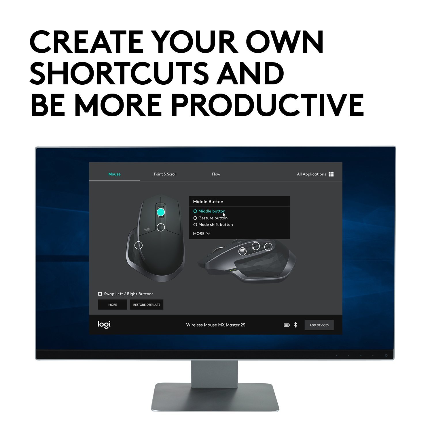 Ratón inalámbrico Logitech MX Master 2S - con Bluetooth para Mac y Windows, Verde Azulado - Imagen 8