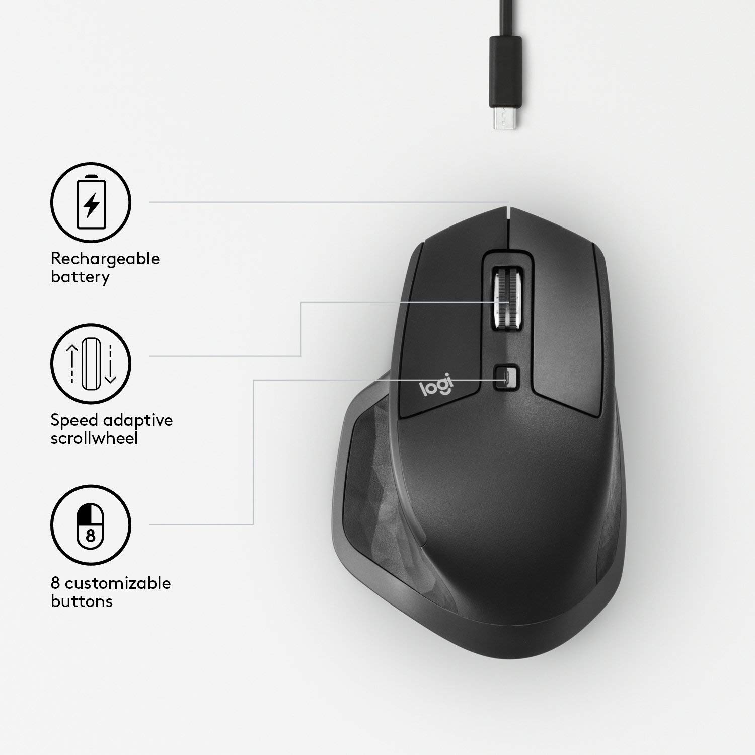 Ratón inalámbrico Logitech MX Master 2S - con Bluetooth para Mac y Windows, Verde Azulado - Imagen 7