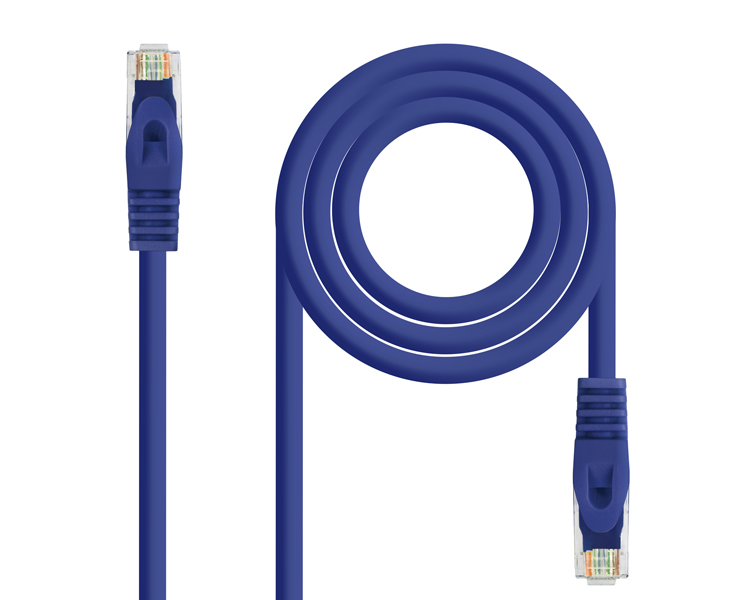 CABLE DE RED LATIGUILLO RJ45 UTP CAT6A AWG24 0.5 M AZUL NANOCABLE