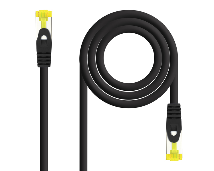 CABLE DE RED LATIGUILLO RJ45 SFTP CAT6A AWG26 1 M NEGRO NANOCABLE