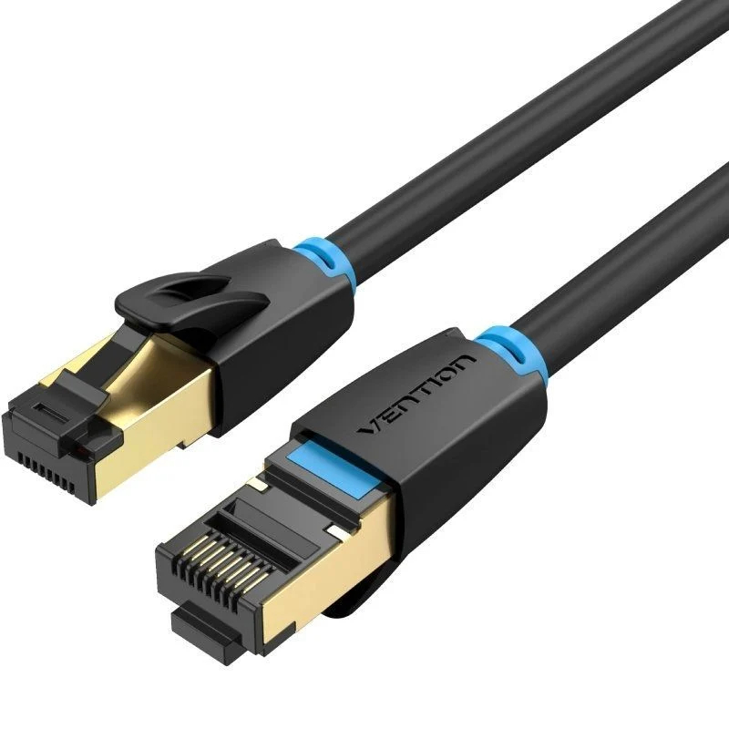 CABLE DE RED LATIGUILLO RJ45 CAT.8 SFTP AWG28 1 M NEGRO VENTION