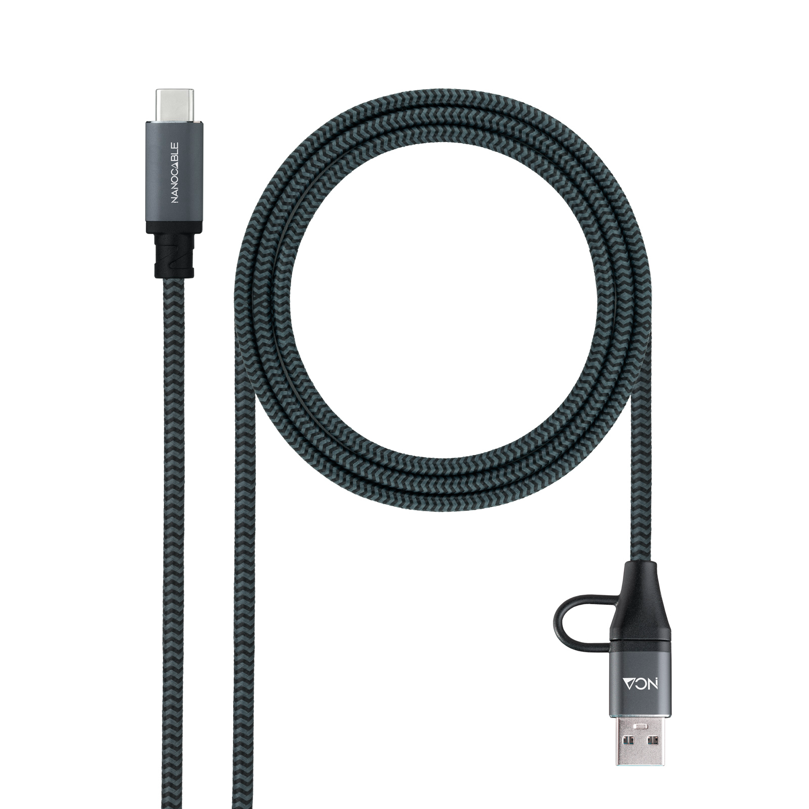 CABLE USB 3.2 GEN2x2 20Gbps 5A 100W USB-C+USB-A/M aUSB-C/M 1.5 M NEGRO NANOCABLE