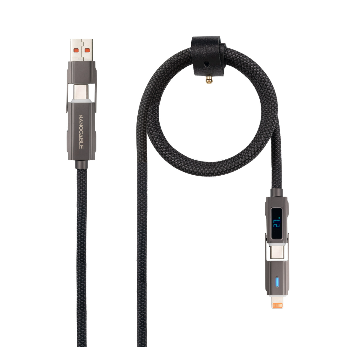 CABLE USBC+USB-A/M A LIGHTNING + USB-C/M 2.0 27W 1 M NEGRO NANOCABLE